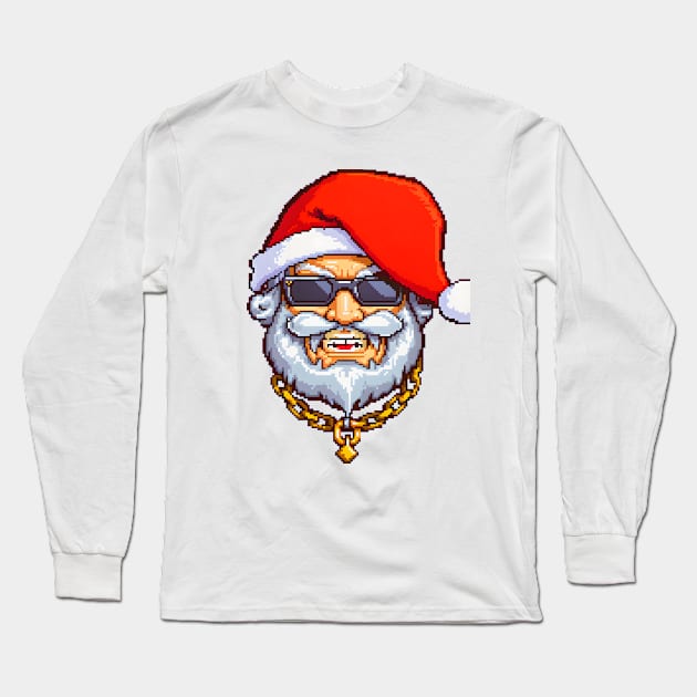 Santa With Gold Chain Long Sleeve T-Shirt by Jackson Williams